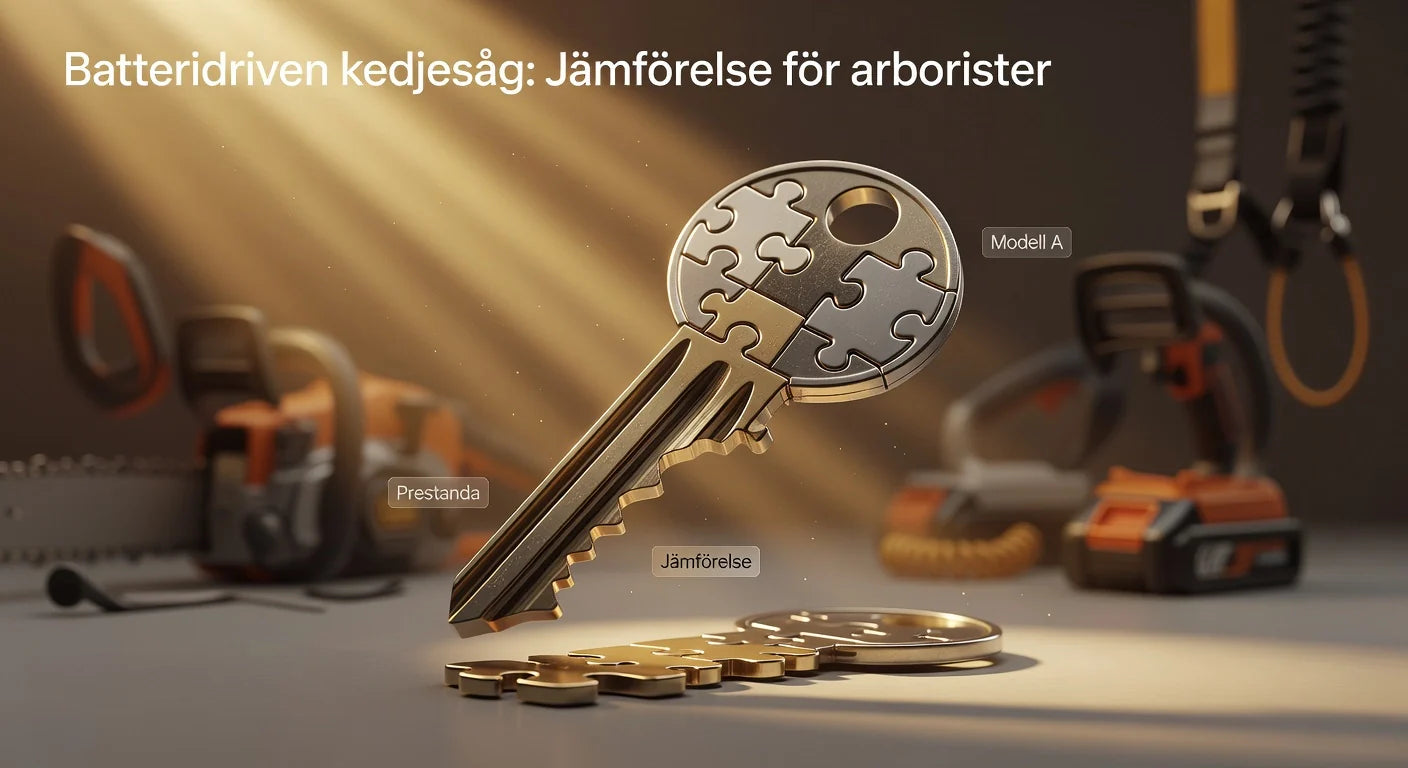 Professional header image for comparison analysis: Batteridriven kedjesåg: Jämförelse för arborister